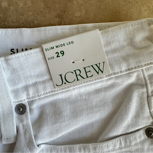 J Crew Slim Wide Leg Jean White Denim Raw Hem Womens Size 29 High Waist Slimming - Picture 13 of 16